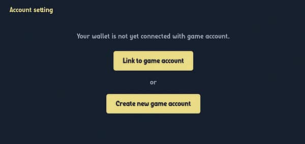 Link to game account or Create new game account